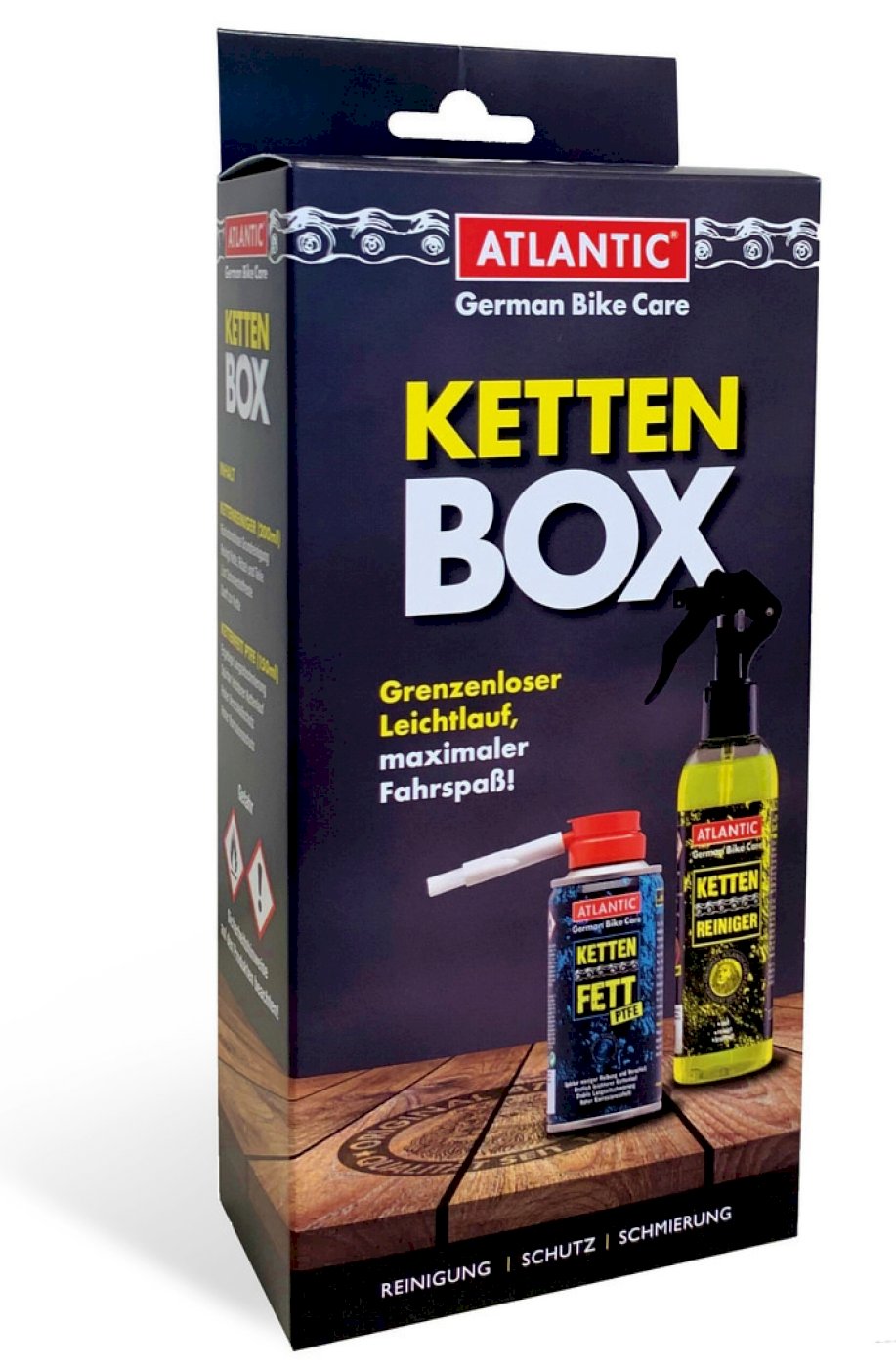 Atlantic Ketten Box Kettenreiniger 200 ml - Kettenfett PTFE 150 ml