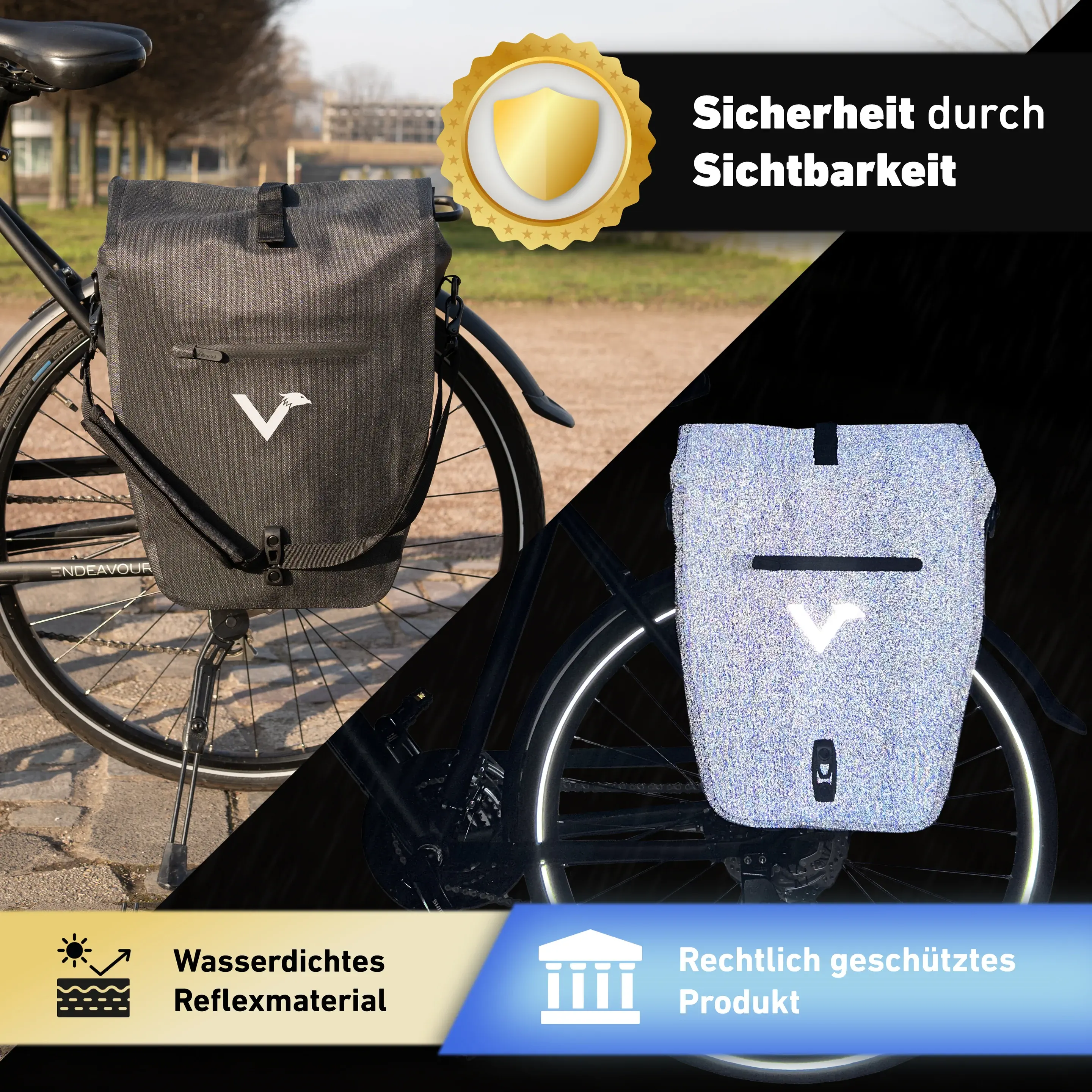 Valkental Bike Bag Urban schwarz reflektierend
