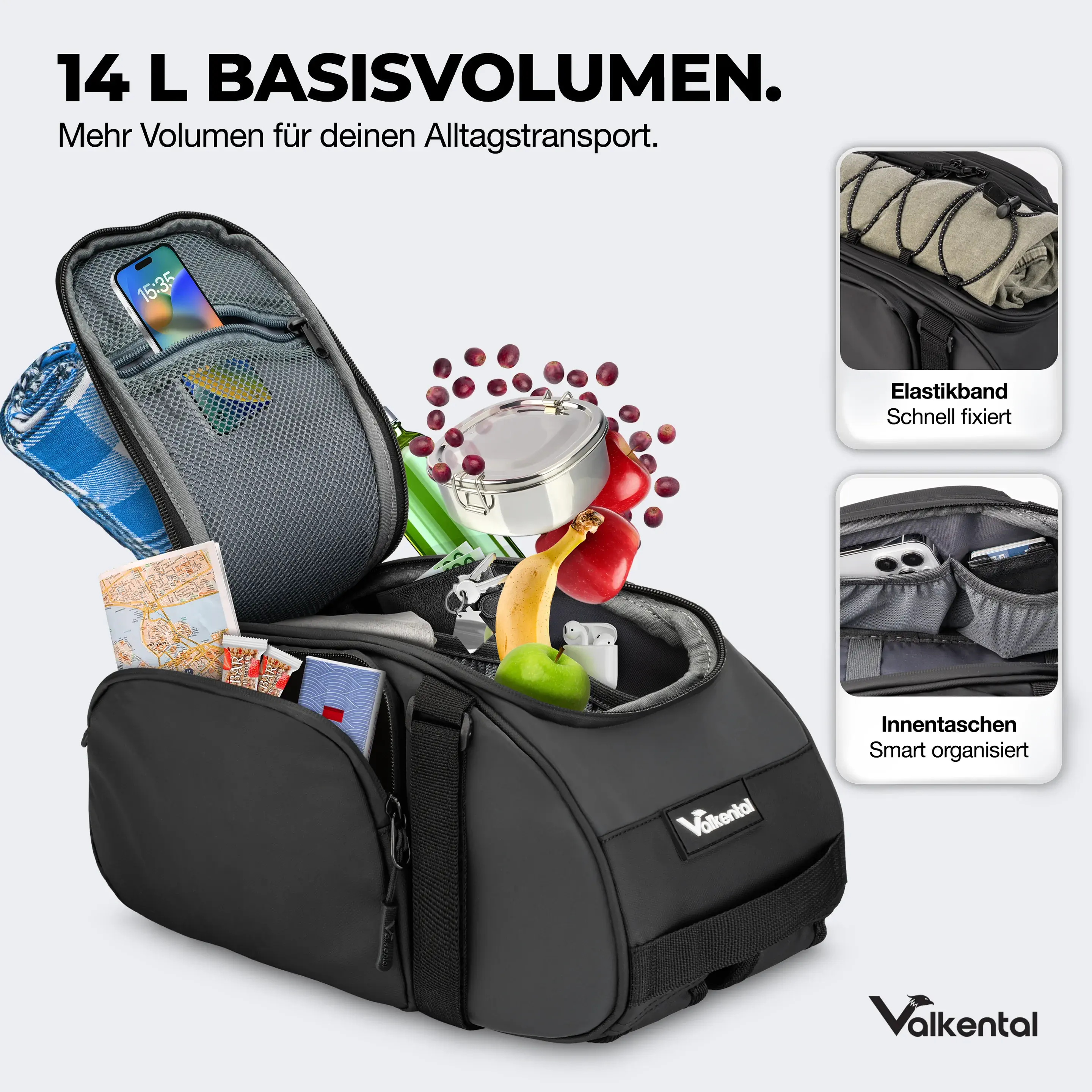 Valkental Trunk Bag – 3in1 Gepäckträgertasche & Rucksack