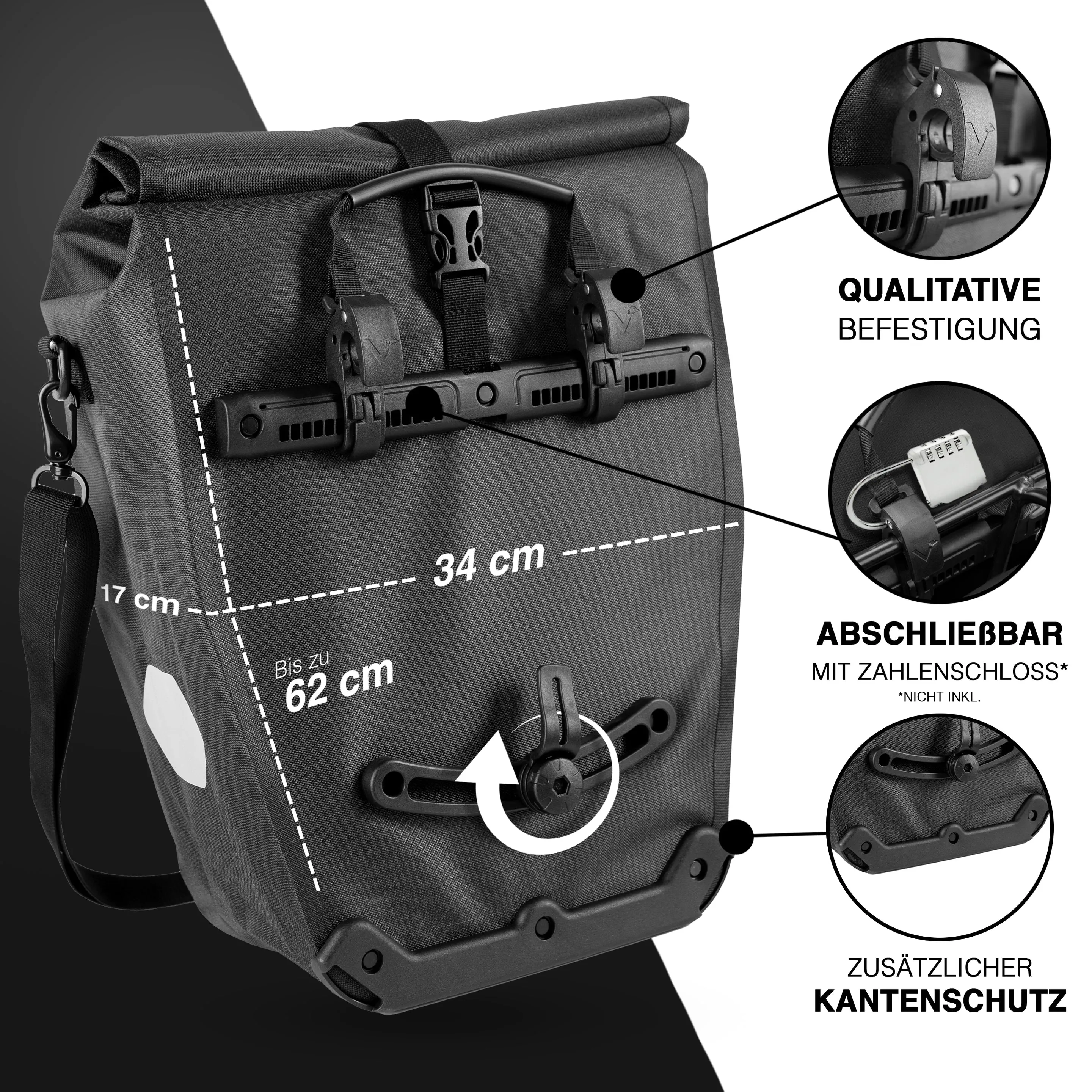 Valkental Bike Bag Urban schwarz reflektierend Valkental Bike Bag Urban schwarz reflektierend