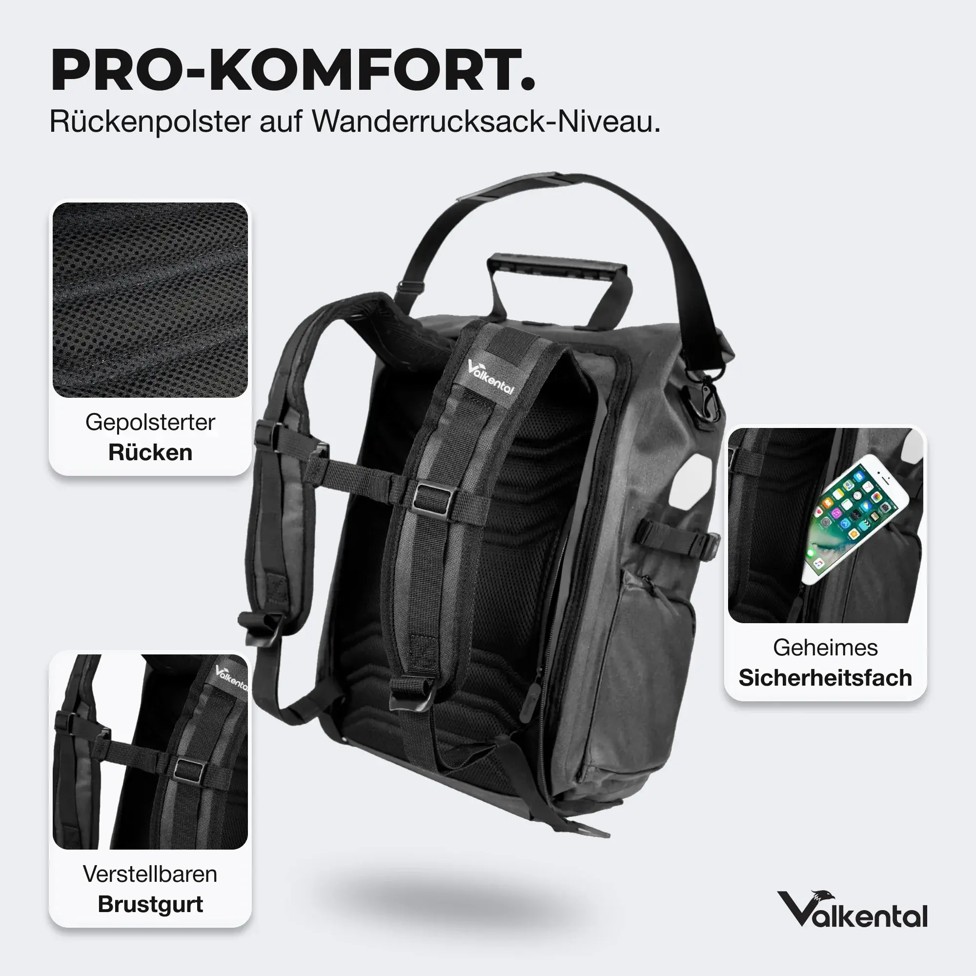 Valkental ValkPro 3in1 Fahrradtasche schwarz Valkental ValkPro 3in1 Fahrradtasche schwarz