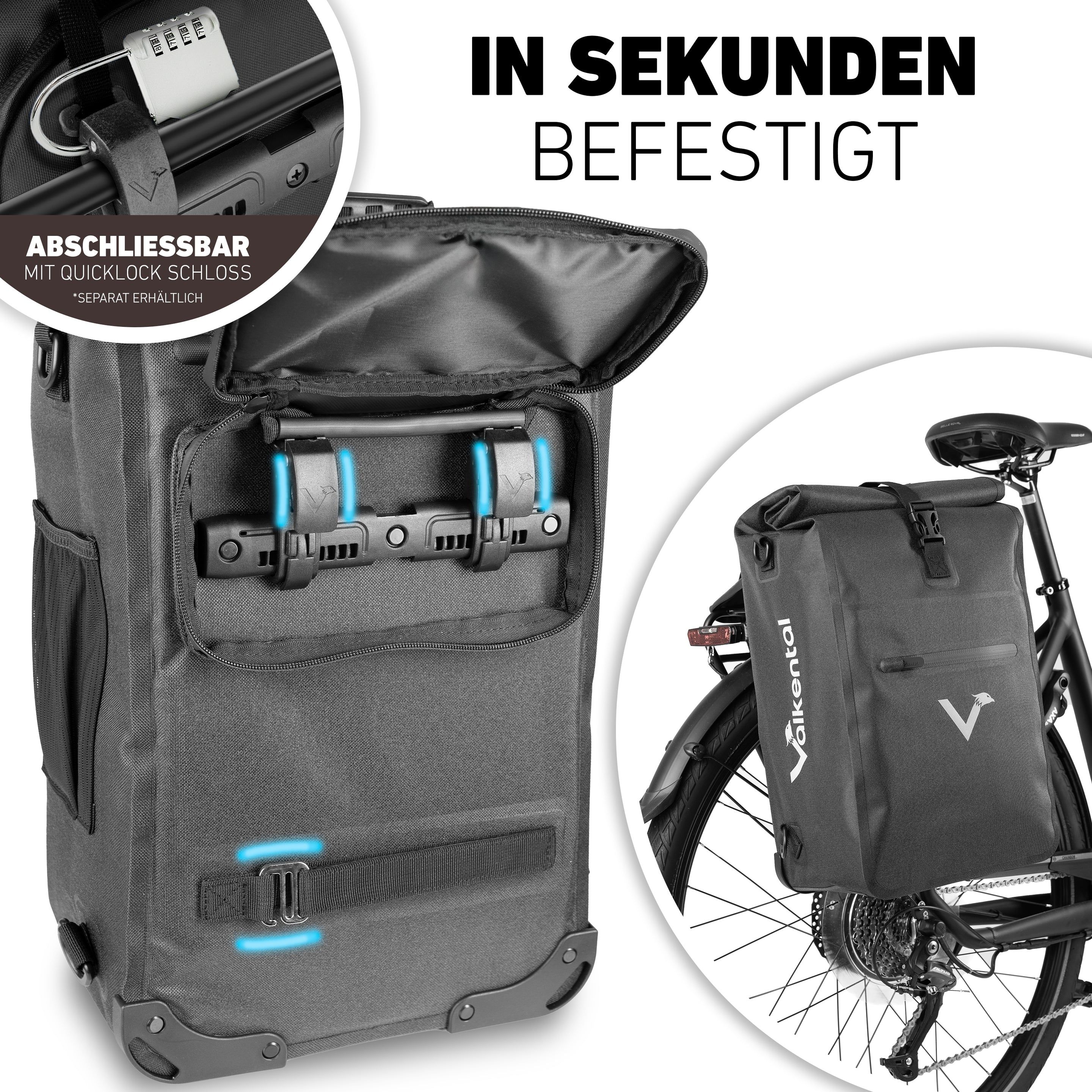 Valkental ValkOne 23 l 3in1 Fahrradtasche Space Black