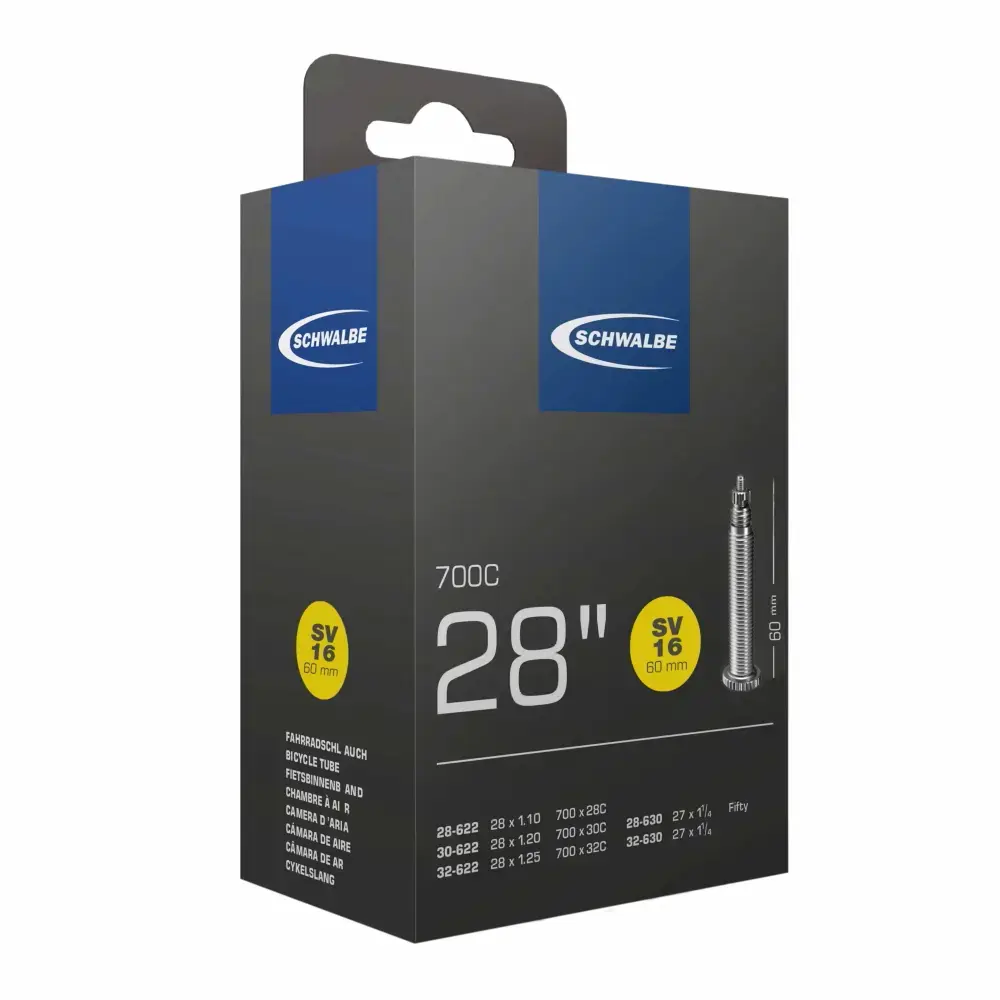 Schwalbe Schlauch 28 Zoll Nr. 16 SV - Sclaverant - Presta - 60 mm Ventilschaft Schwalbe Schlauch 28 Zoll Nr. 16 SV - Sclaverant - Presta - 60 mm Ventilschaft