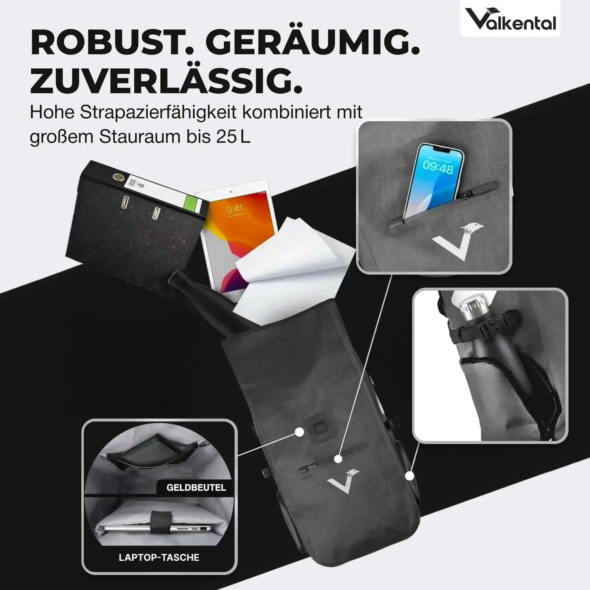 Valkental ValkPro 3in1 Fahrradtasche schwarz Valkental ValkPro 3in1 Fahrradtasche schwarz