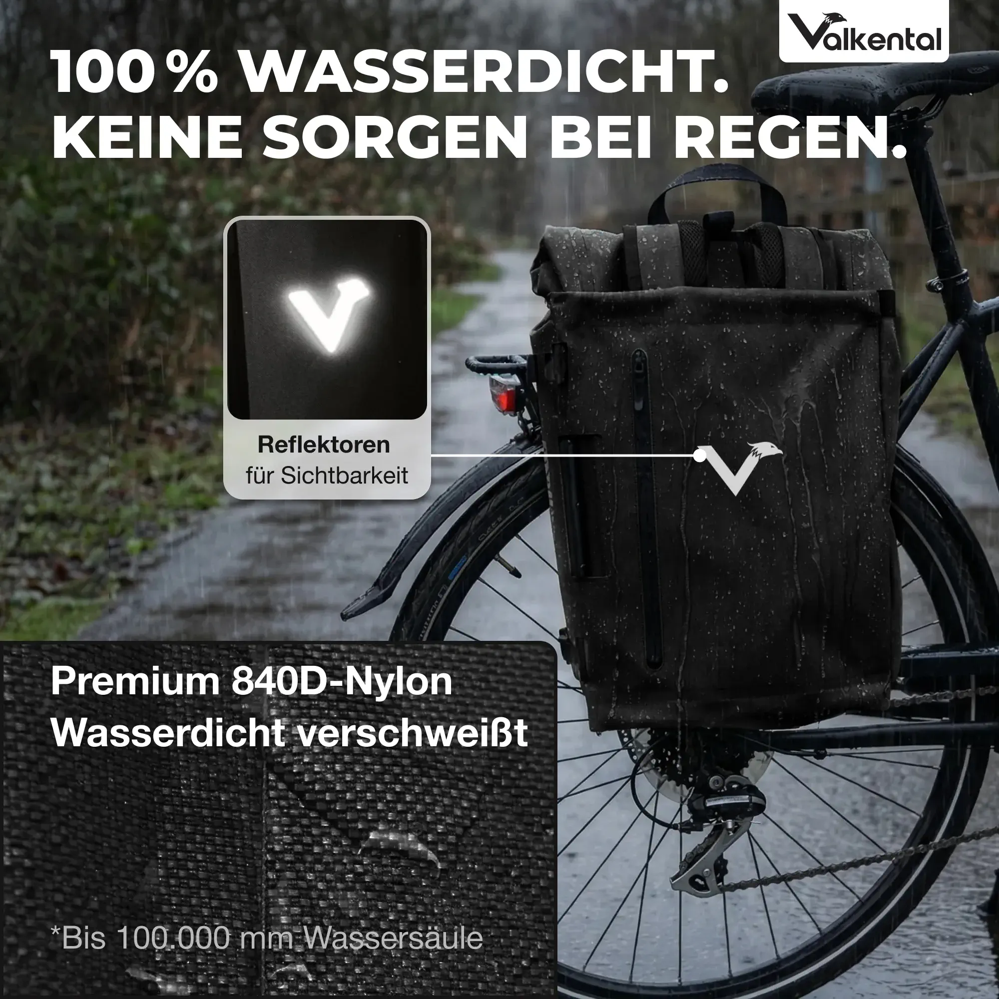 Valkental TrailX – 2in1 Fahrradtasche & Rucksack 28L