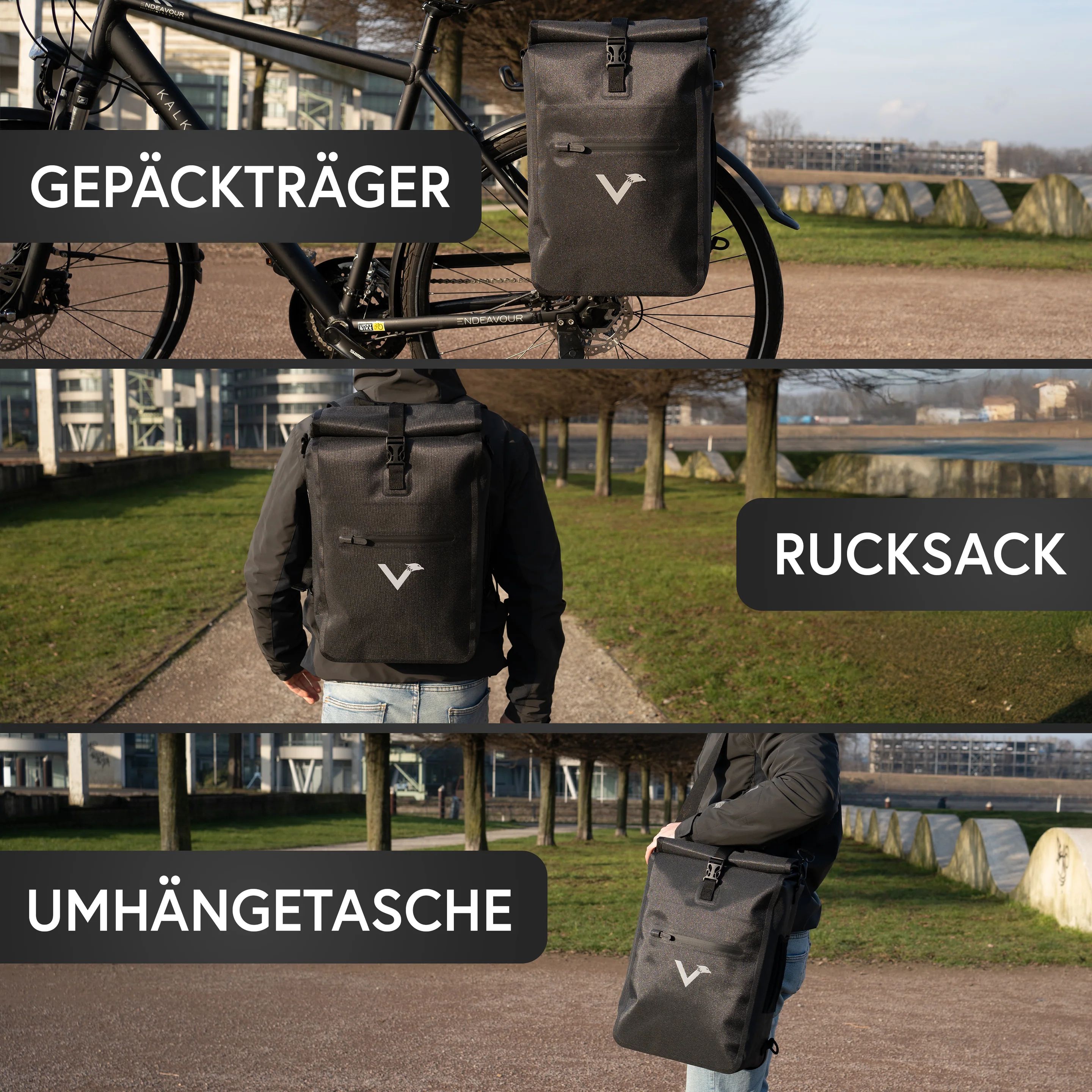Valkental ValkOne 23 l 3in1 Fahrradtasche Space Black