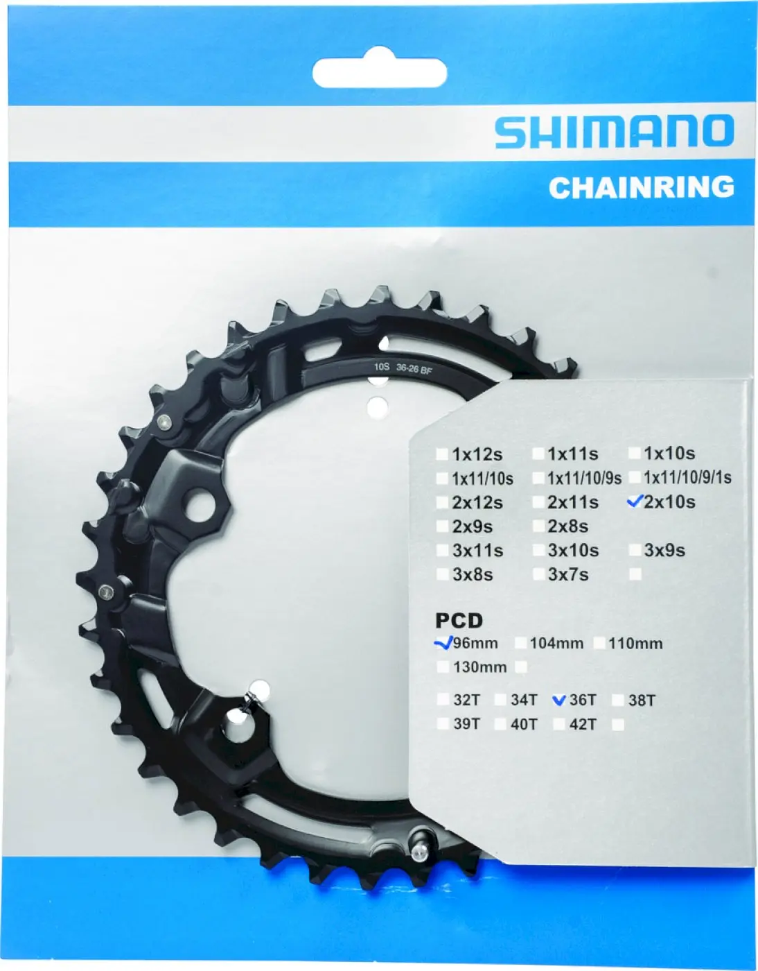 Shimano Kettenblatt Deore FC-M4100 36 Zähne silber 96 mm Y0LE98010