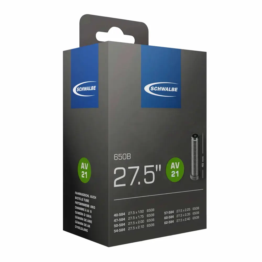 Schwalbe Fahrradschlauch AV Ventil Nr. 21 27,5" 650 B 40 mm 40/62-584 Schwalbe Fahrradschlauch AV Ventil Nr. 21 27,5" 650 B 40 mm 40/62-584