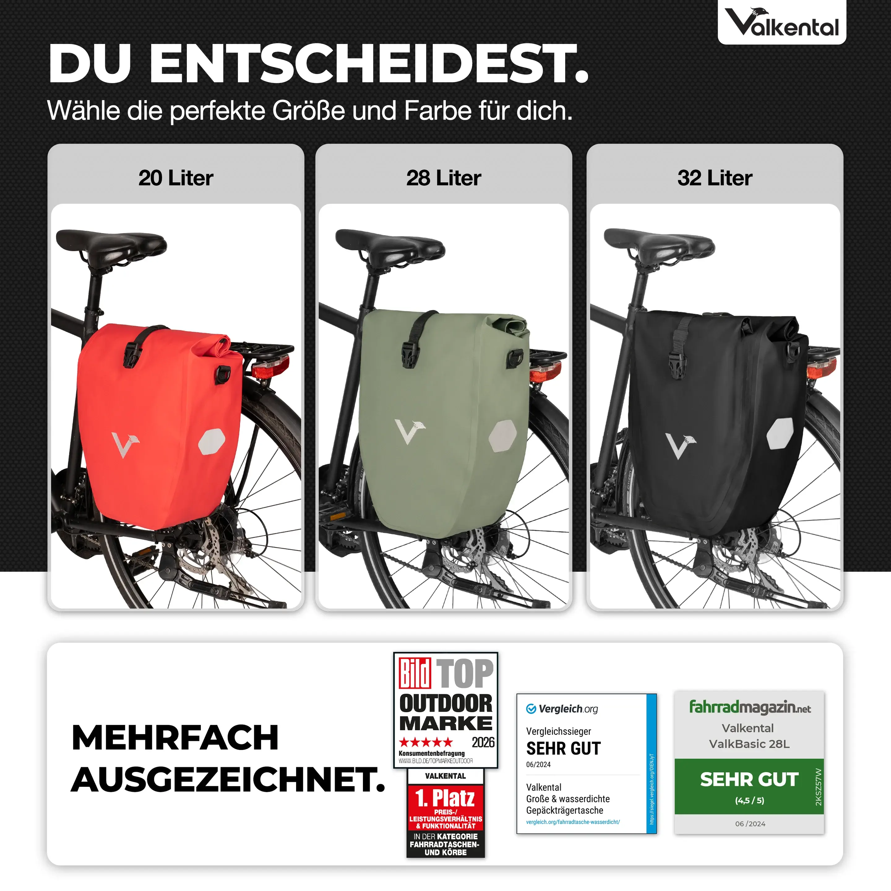 Valkental Bike Bag 28 Liter schwarz mit Kühlfunktion