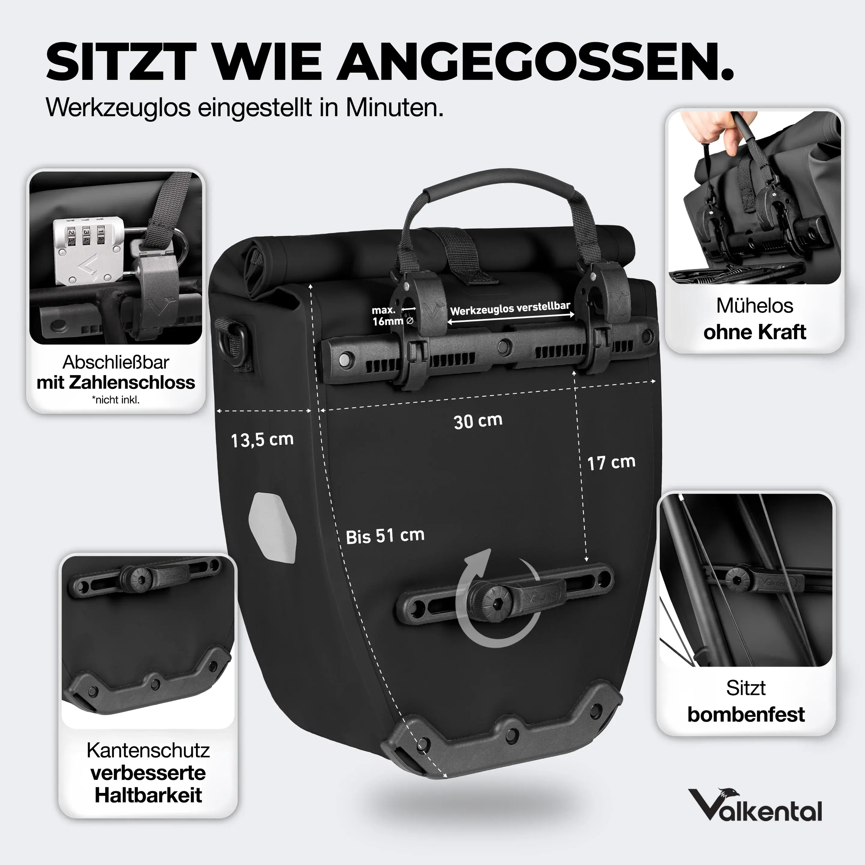Valkental Bike Bag 28 Liter schwarz Valkental Bike Bag 28 Liter schwarz mit Kühlfunktion