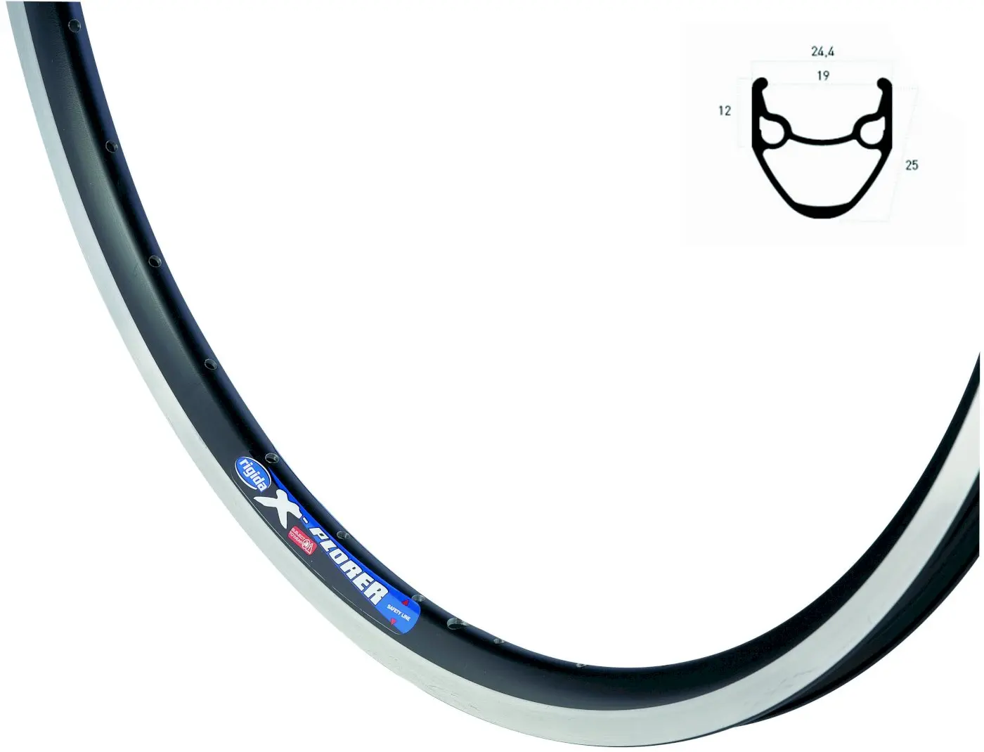 RYDE Vorderrad 26 Zoll Rigida X-Plorer schwarz Shimano TX80 silber Center Lock