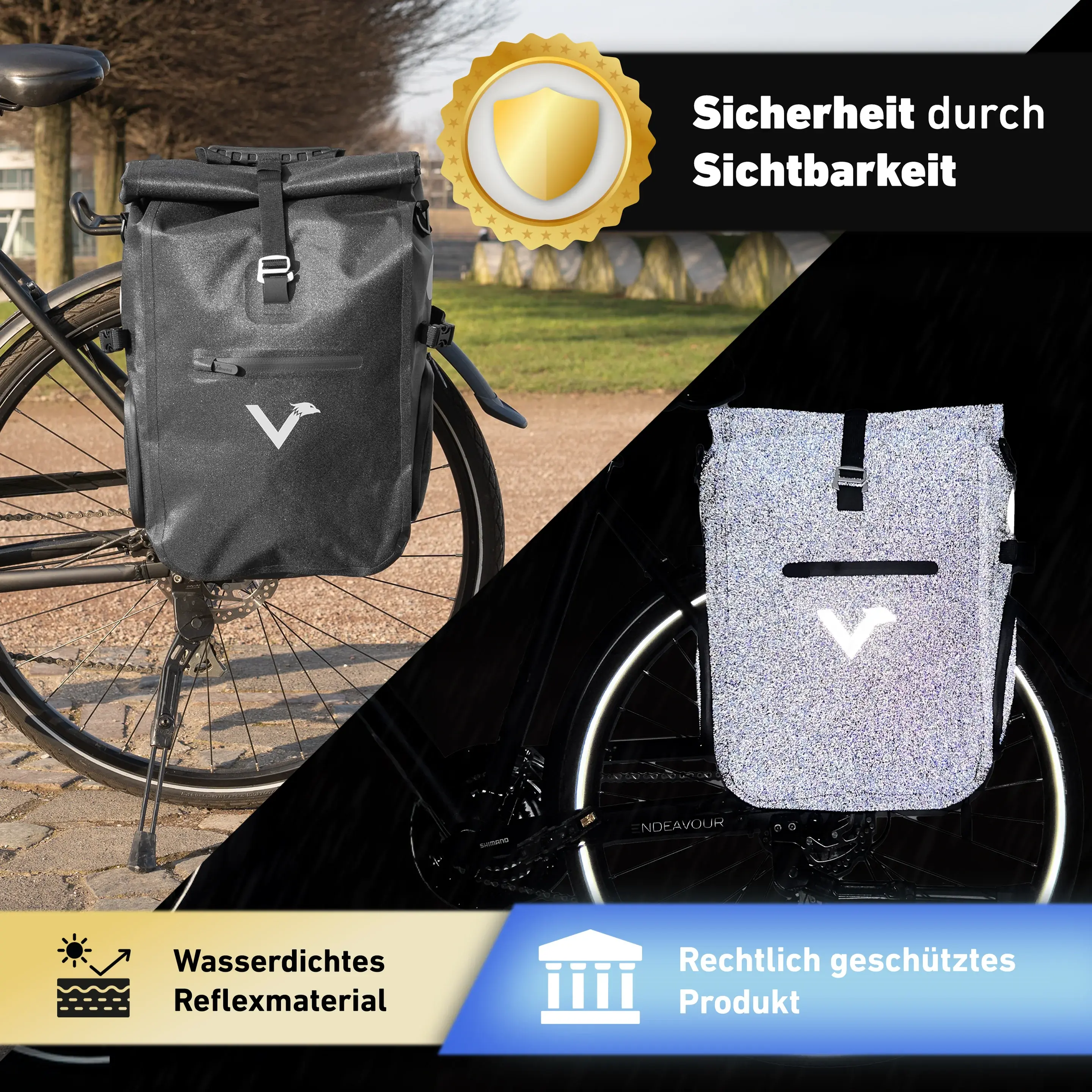 Valkental ValkPro 3in1 Fahrradtasche - hochfunktionales Multitalent Black