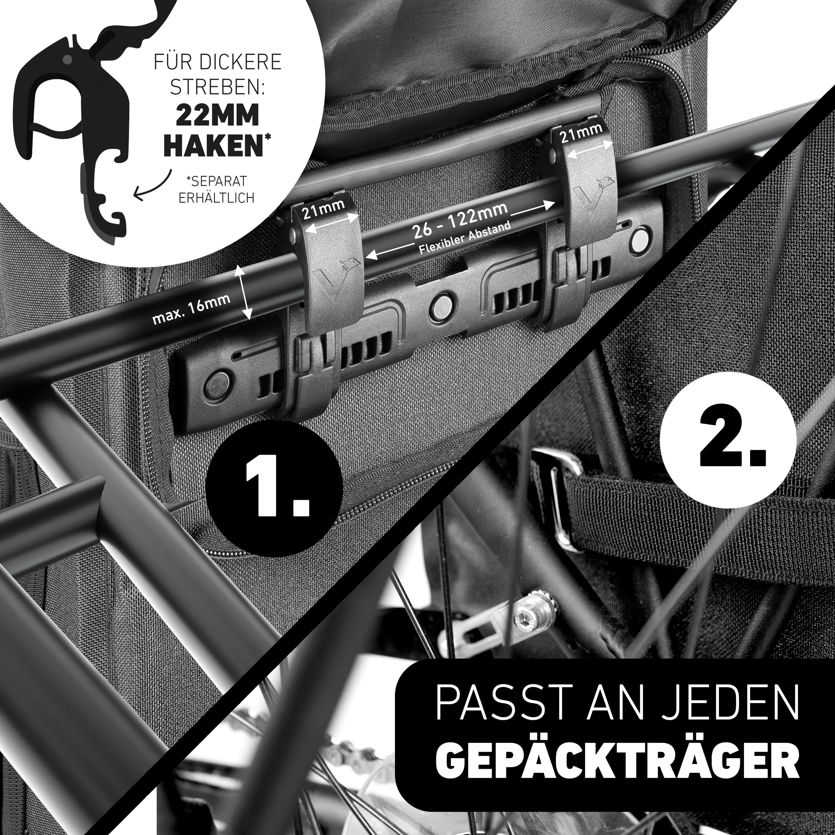 Valkental ValkOne 23 l 3in1 Fahrradtasche Space Black