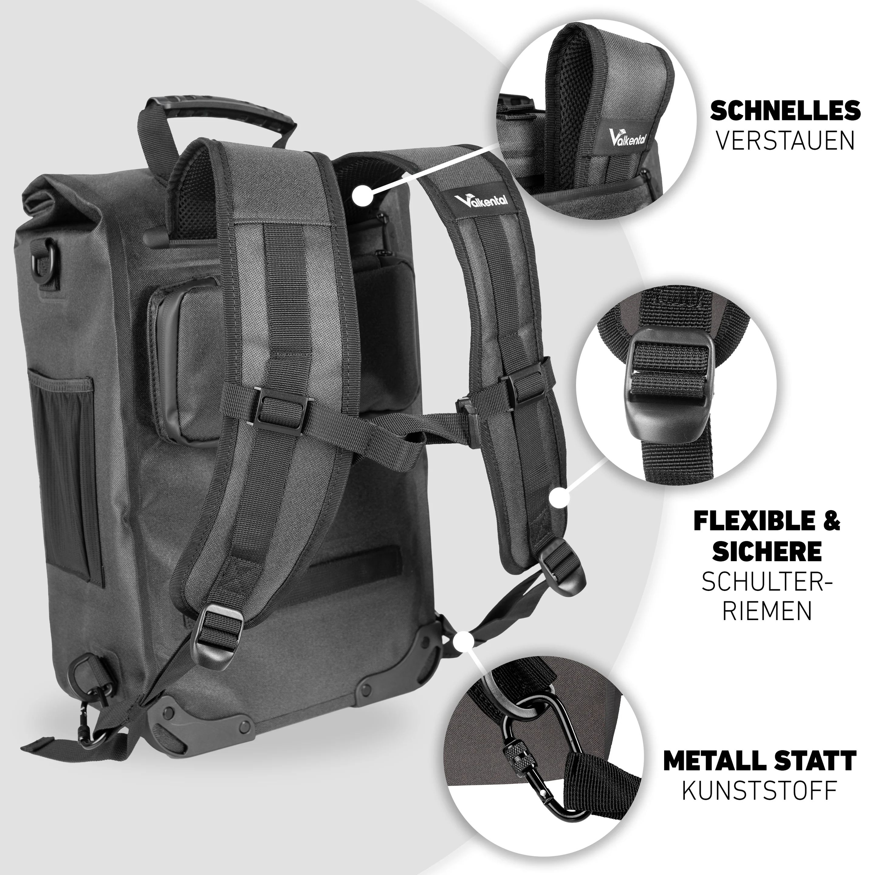 Valkental ValkOne 23 l 3in1 Fahrradtasche Space Black