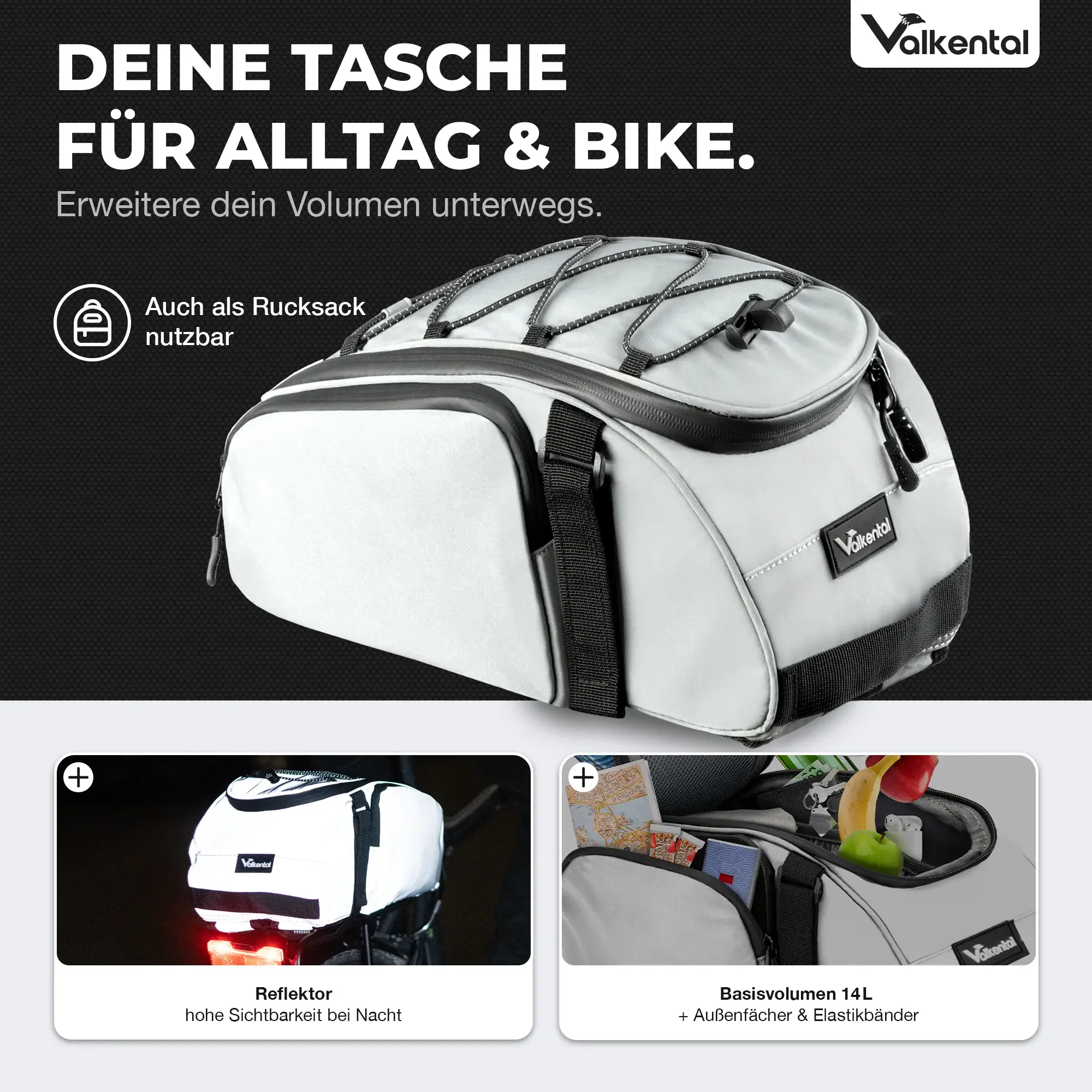Valkental Trunk Bag 10 Liter reflektierend Valkental Trunk Bag 14 Liter reflektierend